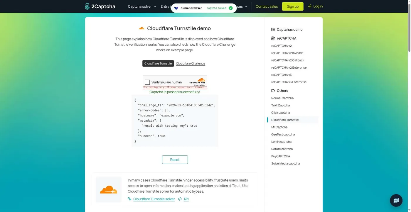 Cloudflare Turnstile: passed