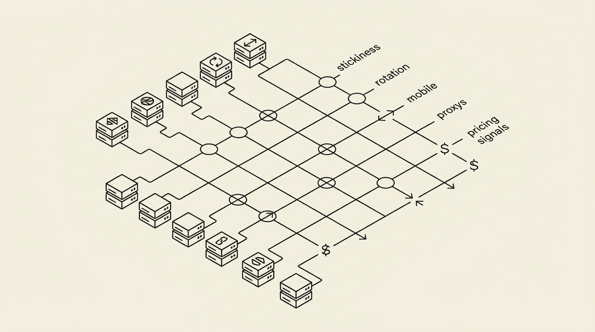 Matrix comparing key features of several residential proxy providers for AI agents