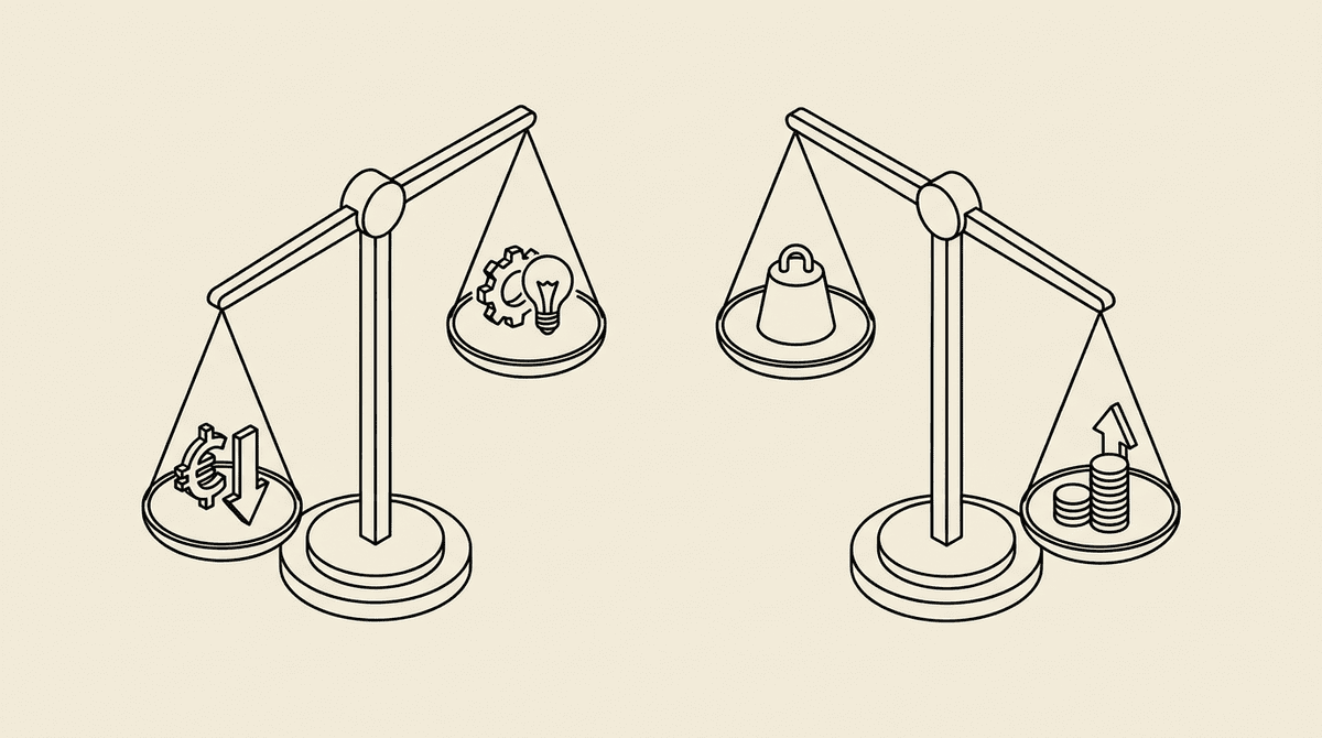 Two balance scales — price versus features for Browserbase plans