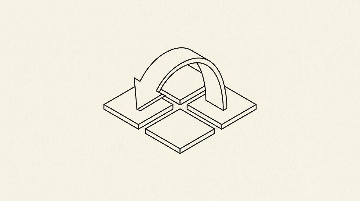 Curved migration arrow over four platform tiles — moving a task off Browserbase