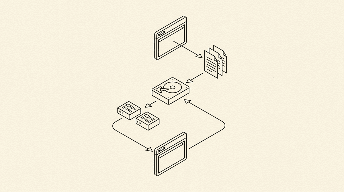 Flowchart showing a browser context saving cookies and localStorage to a file and reloading them in a future run.