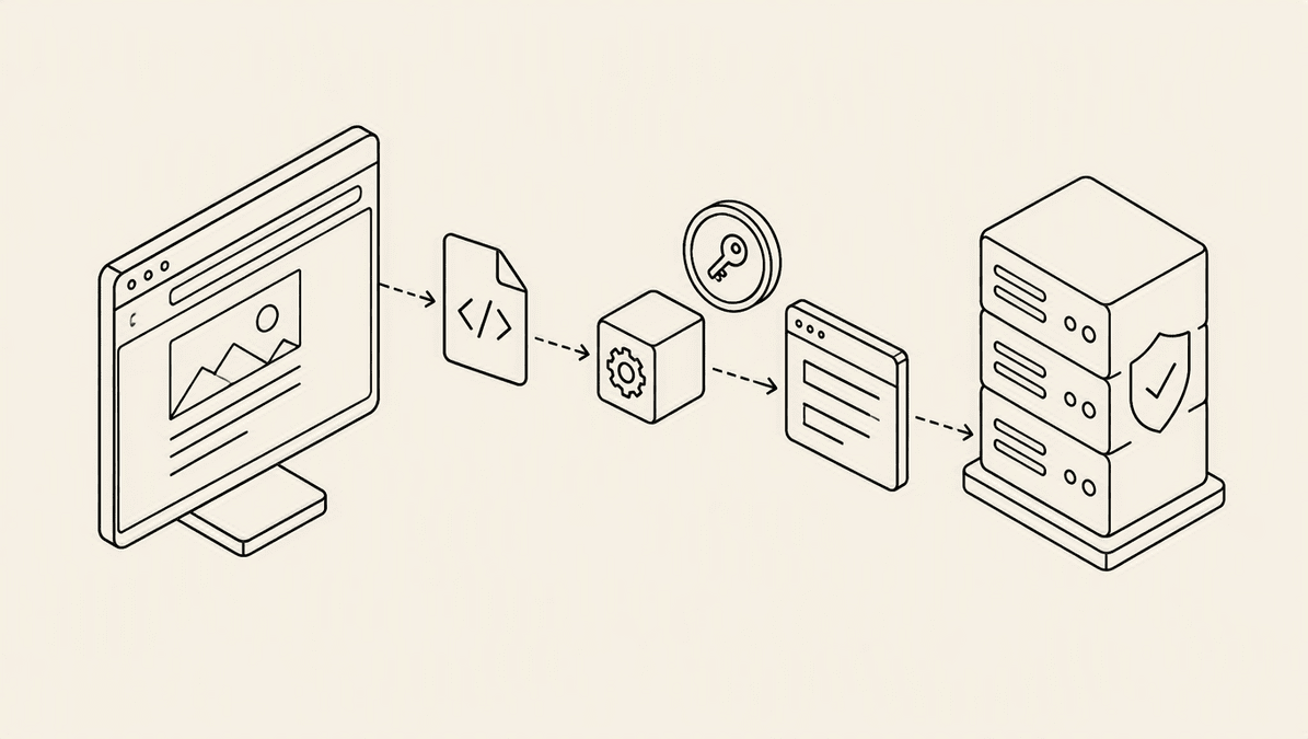 Diagram of a browser loading the Kasada script, generating a token, and sending headers to the server for validation.