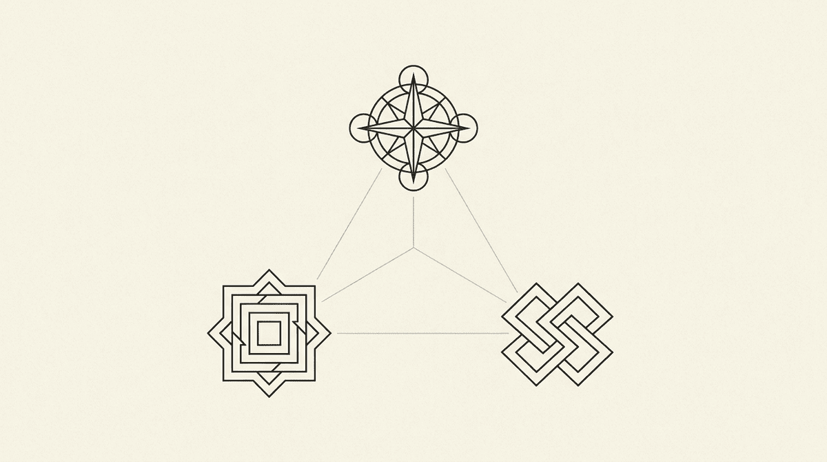 Three abstract logos on a triangle — Webwright, Browser Use, Human Browser